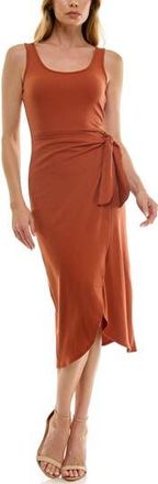 Socialite Ribbed Tank Wrap Midi Dress in Cognac at Nordstrom Rack, Size X-Small
