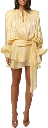 JLUXLABEL Pure Glow Long Sleeve Minidress in Yellow at Nordstrom, Size Medium