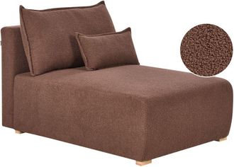 Beliani Chaise Lounge Brown Boucle Upholstered Lounge Chair wirh Cushion Minimalistic Style NERBO