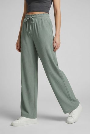 Only Schlupfhose ONLY ONLALTA MW STRING WIDE PANT PNT ZLO, Damen, Gr. S, L&auml;nge 32, laurel wreath, Web, Obermaterial: 98% Polyester, 2% Elasthan, unifarben,