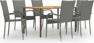 vidaXL Set De Muebles De Comedor De Jard&iacute;n 7 Piezas De Rat&aacute;n Pe Gris Vidaxl