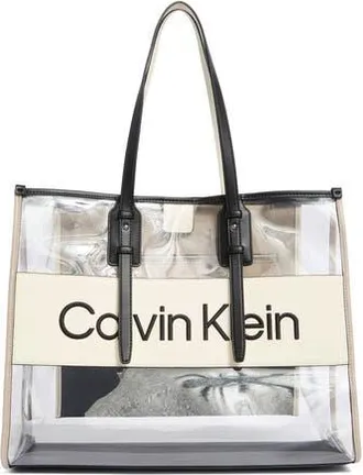 Calvin Klein Modern Essentials Clear Tote in Natural/Black Multi at Nordstrom Rack