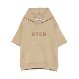 Msgm Hooded Sweatshirt with Logo - male - MSGM - Kids Sweatshirts - Brown - 10 Y - Kids