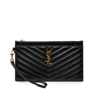 Saint Laurent Pre-owned Saint Laurent Large Grain De Poudre Matelasse Cassandre Zip Pouch Ladies ZH8MMMJWUEXCP0ZI