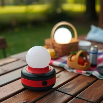 OEM Lanterna Led Rotonda Portatile Per Esterni Con Magneti E Ganci, Ideale Per Campeggio, Lettura, Pesca E Altro (rossa)