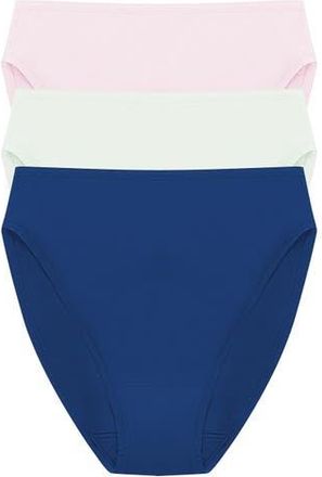 Natori Bliss Bare Cotton High Cut Brief 3-Pack in Msty Orchid/iced Mnt/dk Cobalt at Nordstrom, Size Xx-Large