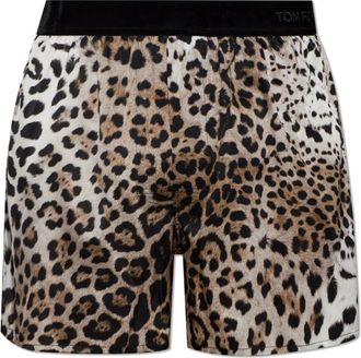 Tom Ford Ondergoed, Heren, Zwart, L, Zijden boxershorts met dierenprint