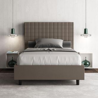 Les Tendances Letto una piazza e mezza senza rete imbottito 120x190 similpelle cappuccino Sunny