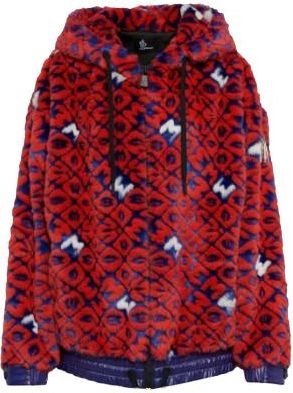 Moncler Red Faux Fur Grenoble Jacket Size S
