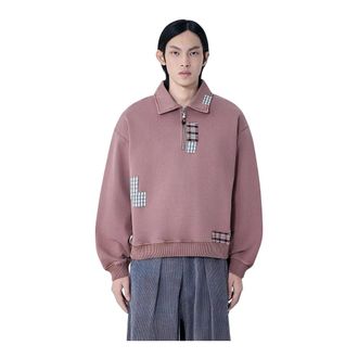 Story mfg. STORY mfg., Zip-throughs, male, Purple, Size: M Geo Patchwork Sweatshirt
