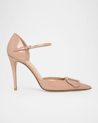 Valentino Garavani 100mm VLogo Signature Patent Leather Pumps