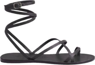 Maneb&igrave; St. Tropez Tie-Up leren sandalen - Dames - Sandalen - Zwart - 37 EU - Leer - Schoenen