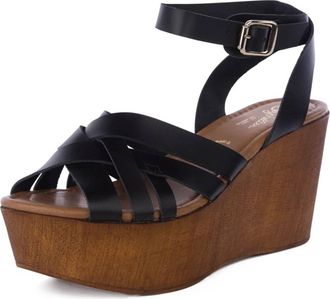 Seychelles Womens High And Low Platform Wedge Sandal In Black