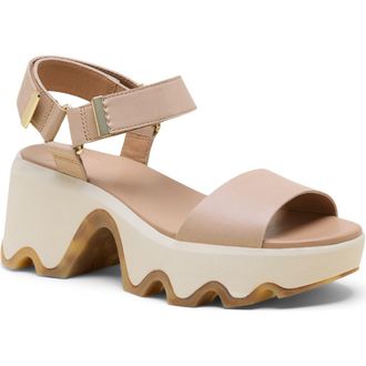 Sorel Kinetic Aura Ankle Strap Platform Sandal in Honest Beige/Bleached Ceramic at Nordstrom, Size 10.5