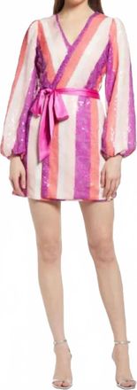 BTFL-life Sequin Wrap Mini Dress In Multi Stripe