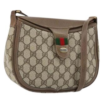 Gucci Pre-owned Cross Body Bags, female, Beige, Size: ONE SIZE Pre-owned Gg Supreme Web Sherry Line Crossbody Bag