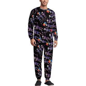Generic Skeletons Gay Lesbian LGBT Mens Pajama Set Print Loungwear Sleepwear PJ Set Long Sleeve Top And Pants Sleep Sets