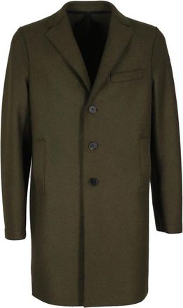 Harris Wharf London Stijlvolle Boxy Jas - Heren - Mantel - Groen - S - Wol - Jassen