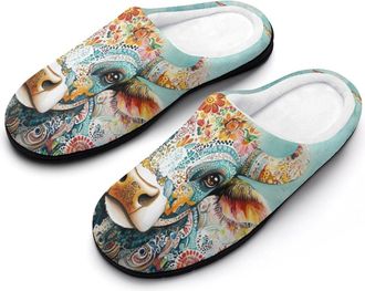 Generic Colorful Floral Farm Animal Womens Slippers Warm House Slippers Indoor House Shoes with Anti-Skid Rubber Sole