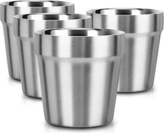 OEM Tazas Acero Inoxidable (4 Acero Inoxidable, 300 Ml, Acero Inoxidable Acero Inoxidable Apilable Acero Inoxidable Aislamiento T&eacute;rmico, 4 Piezas