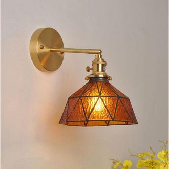 OEM Aplique De Pared De Lat&oacute;n Y Cristal &Aacute;mbar, Dise&ntilde;o Elegante, Para Dormitorio, Ba&ntilde;o, Espejo, Luz C&aacute;lida 2700k - Ulisem