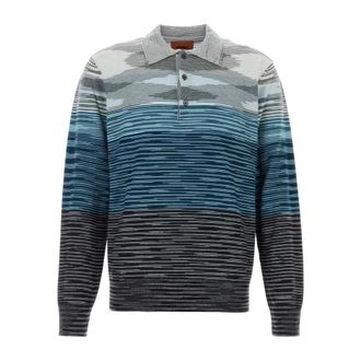 Missoni Polo Shirts, male, Multicolor, Size: 4XL Embroidered Wool Polo Shirt
