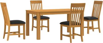 vidaXL Conjunto De Comedor 5 Uds. Negro Madera De Roble S&oacute;lido Vidaxl