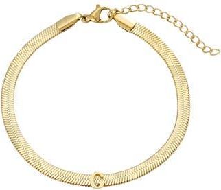 Adornia 18k Gold Plated Initial Herringbone Chain Bracelet in Gold-G at Nordstrom Rack