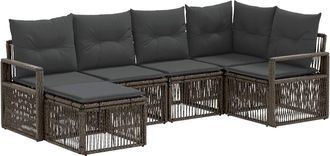 vidaXL Conjunto De Sof&aacute;s De Jard&iacute;n 6 Uds. Gris Rat&aacute;n Sint&eacute;tico Vidaxl