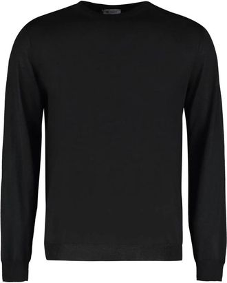 THE (ALPHABET) Fijngebreide trui met ronde hals - Heren - Cashmere truien - Zwart - M - Kasjmier - Truien & Vesten