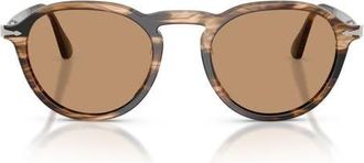 Persol 51mm Phantos Sunglasses in Striped Black /Greyish Brown at Nordstrom