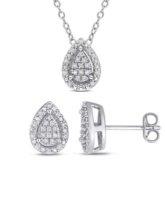 Rina Limor Silver 0.30 Ct. Tw. Diamond Pendant & Earrings Set