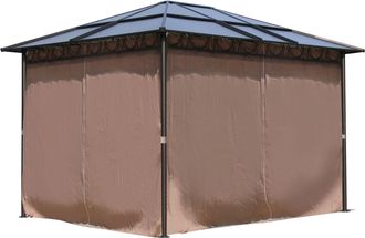 Quick-Star Quick-star - Metall Garten Hardtop Pavillon 3x3,6m Mit 4 Seitenteilen Doppelstegplatten Polycarbonat