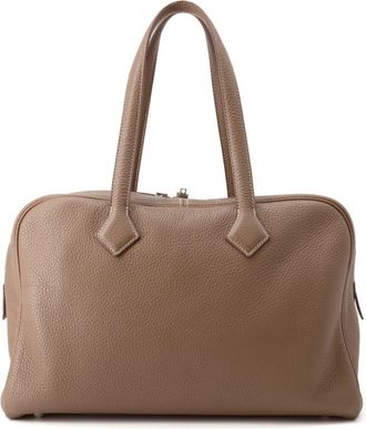 Herm&egrave;s Etoupe Gray Taurillon Clemence Leather Tote Bag (Pre-Owned)