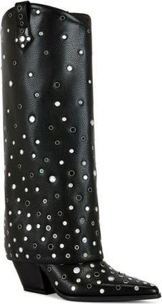 Azalea Wang Madlock Embellished Western Boot in Black at Nordstrom Rack, Size 7.5