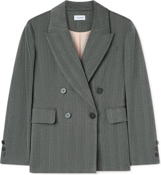 Motivi Dubbelrijige jas van geverfd garen - Dames - Blazers - Grijs - M - Leer - Jassen