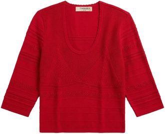 Twinset Maglia - Dames - Ronde hals truien - Rood - L - Truien & Vesten