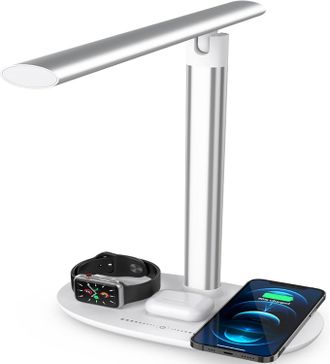 OEM L&aacute;mpara De Escritorio Led Multifuncional, L&aacute;mpara De Mesa Regulable 4 En 1 Con Protecci&oacute;n Ocular, Carga Inal&aacute;mbrica De 15 W, Atenuaci&oacute;n Continua De 60