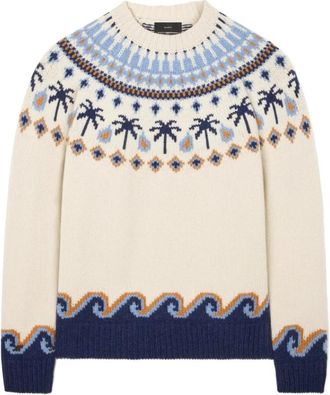 Alanui Jacquard Gebreide Fair Isle Trui - Heren - Ronde hals truien - Veelkleurig - L - Wol - Truien & Vesten