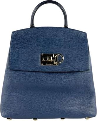 Ferragamo Pre-owned Backpacks, female, Blue, Size: ONE SIZE Pre-owned Leather Backpack