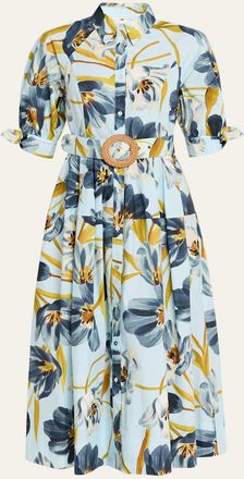 Cara Cara Caro Printed Short-Sleeve Midi Dress