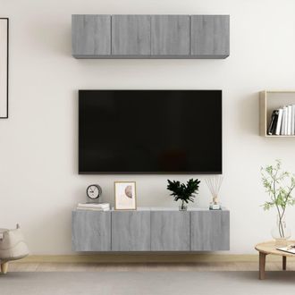 vidaXL Vidaxl - Muebles Tv De Pared 4 Uds Contrachapada Gris Sonoma 60x30x30 Cm