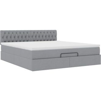 vidaXL Vidaxl - Estructura De Cama Otomana Colch&oacute;n Tela Gris Claro 180x200cm