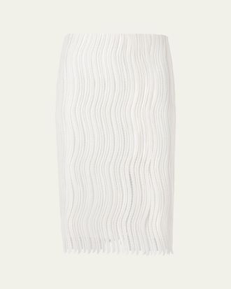 Akris Techno Wave Guipure Slit Pencil Skirt
