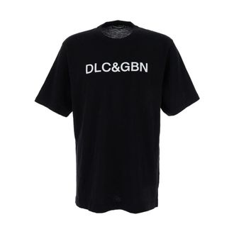 Dolce & Gabbana Tops, Heren, Zwart, 3Xl, Katoen, T-Shirt Met Logo