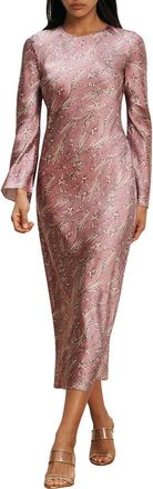 Veronica Beard Gemma Floral Long Sleeve Silk Blend Dress in Orchid Haze Multi at Nordstrom, Size 12
