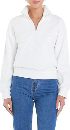 English Factory Sports Club Patch Half Zip Sweatshirt in White at Nordstrom, Size X-Small