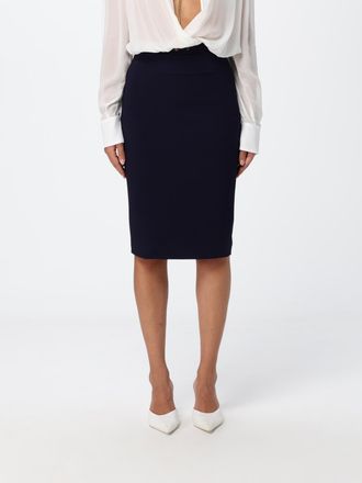 Elisabetta Franchi High-Waisted Cr&ecirc;pe Midi Pencil Skirt with Slit