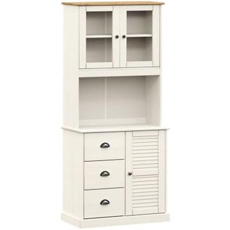 vidaXL Vidaxl - Aparador Alto Vigo Madera Maciza De Pino Blanco 78x40x175 Cm