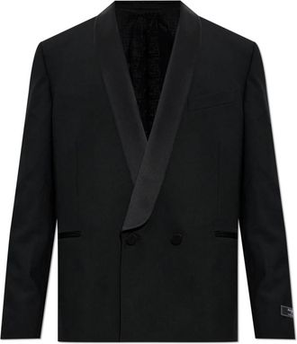Balmain Wol Schoudertas Blazer - Heren - Blazers - Zwart - XL - Wol - Jassen